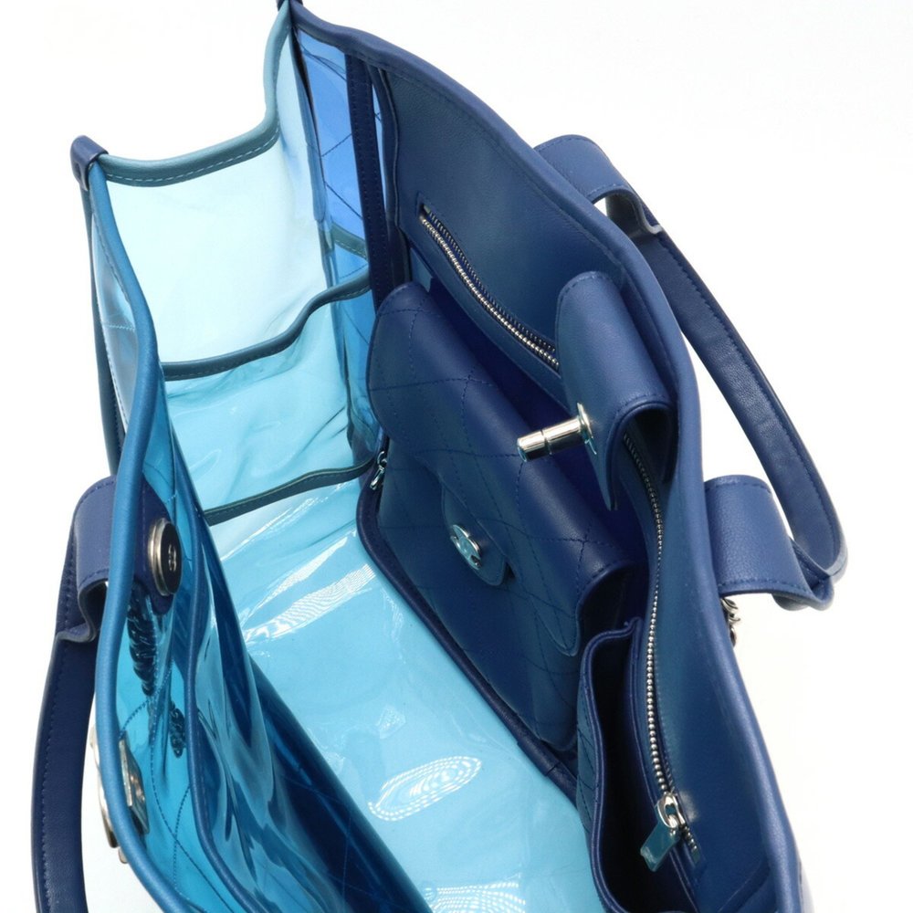 CHANEL Large Bag Coco Splash Tote Chain Shoulder Vinyl Clear Blue A57411 - Picture 5 of 7